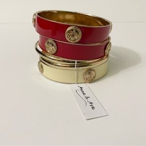 Anna & Ava Nautical Anchor Gold & Enamel Bangle Bracelet Lot